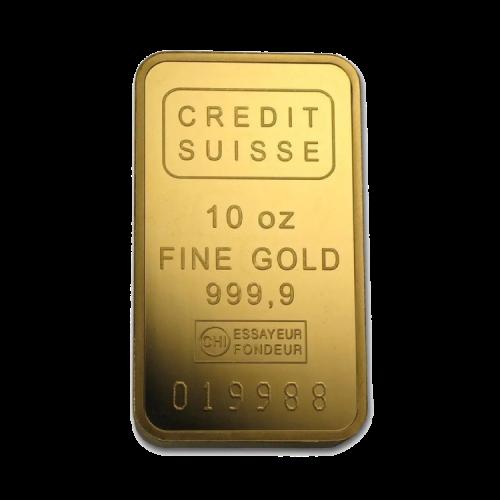 10 troy ounce goudbaar voorkant
