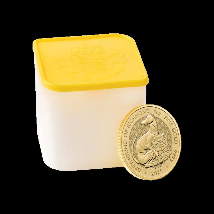 1 troy ounce gold Tudor Beasts Greyhound of Richmond angle 1