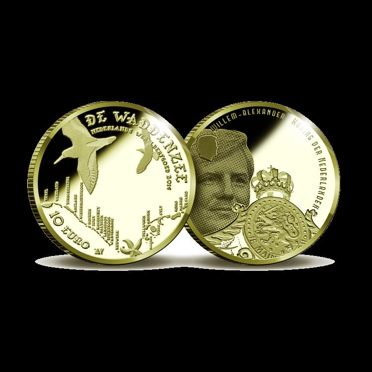 "Het Wadden tientje" 10 Euro Goud Proof achterkant