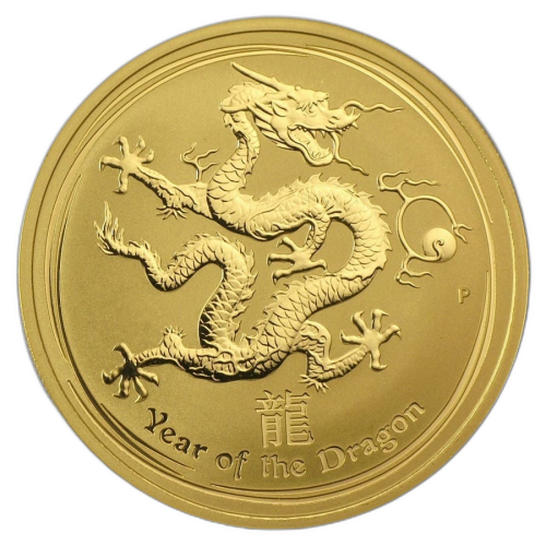 1 Troy ounce gouden munt Lunar 2012 voorkant