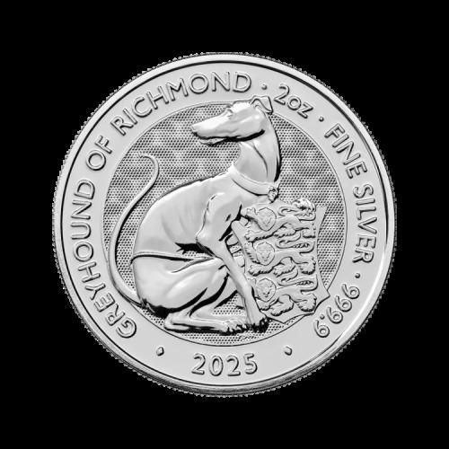 2 oz Tudor Beasts Greyhound of Richmond 2025 zilveren munt