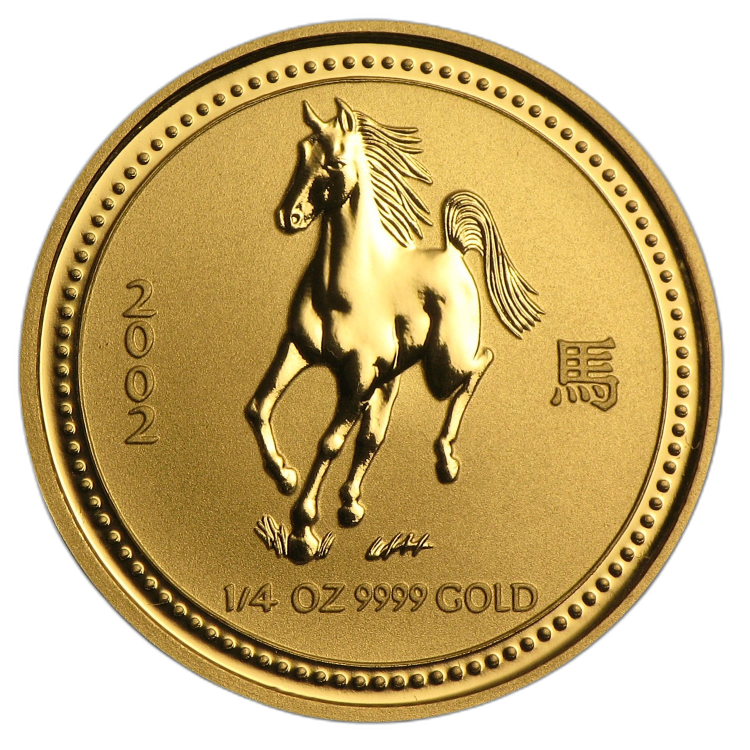 1/4 Troy ounce gouden munt Lunar 2002 voorkant