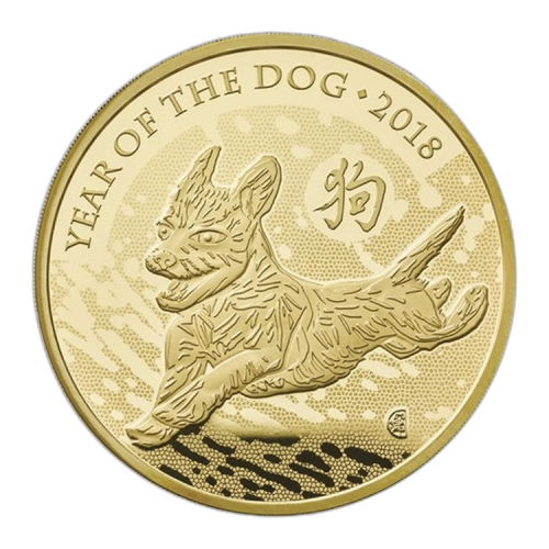 1 Troy ounce gouden munt UK Lunar 2018 front