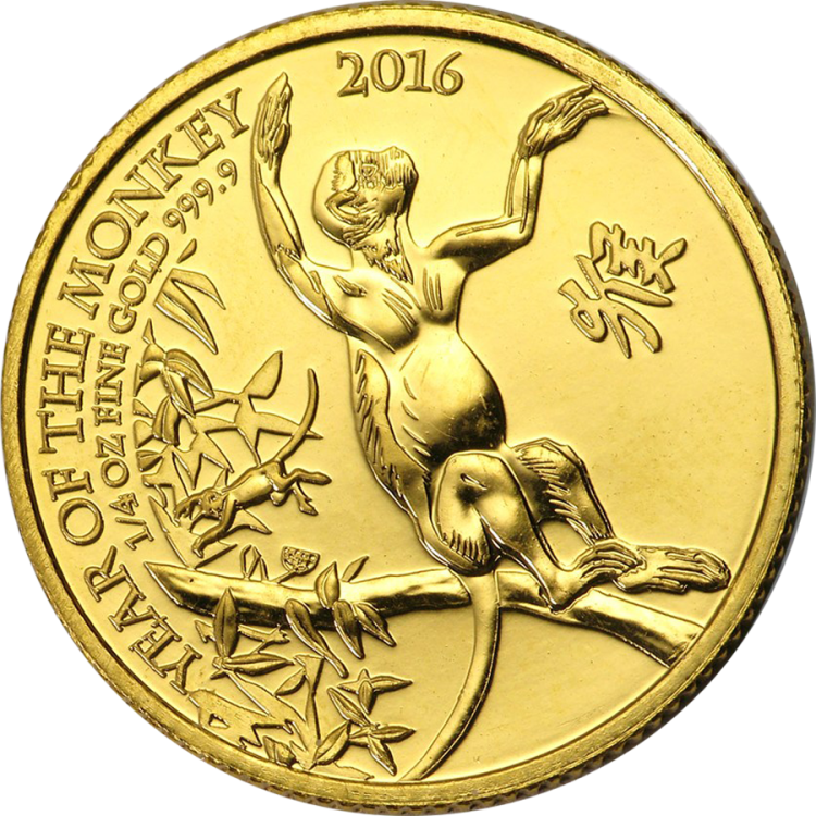 1 Troy ounce gouden munt UK Lunar 2016 front