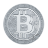 Voorzijde zilveren Bitcoin munt