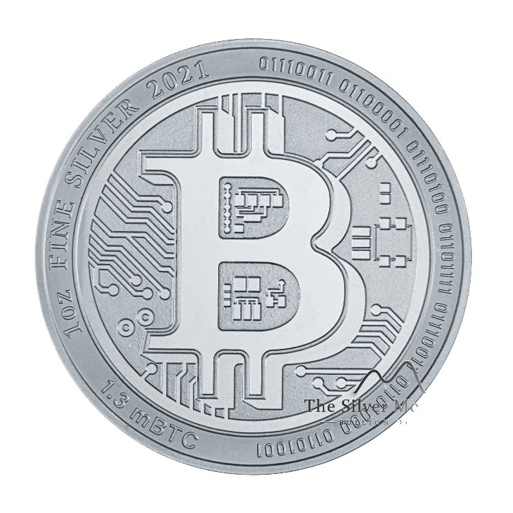 1 troy ounce silver coin Bitcoin 2021 front