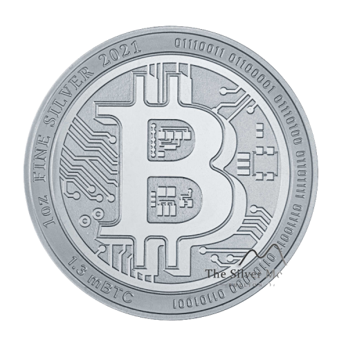 1 troy ounce silver coin Bitcoin 2021 front