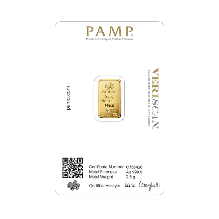 Certificate PAMP Suisse gold bar