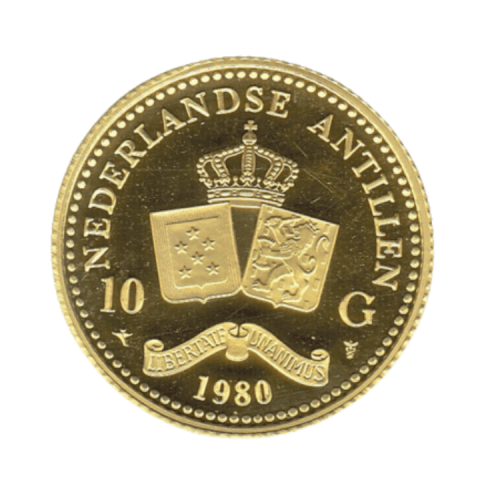 Gouden munt 10 Gulden Nederlandse Antillen (1980) voorkant