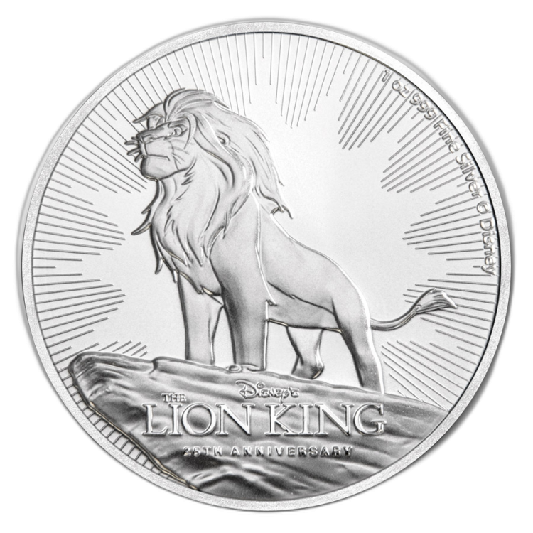 1 Troy ounce zilveren munt Lion King front