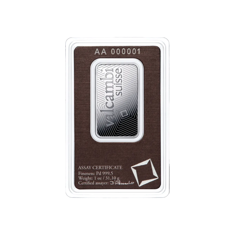 1 oz palladium bar cecrtificate