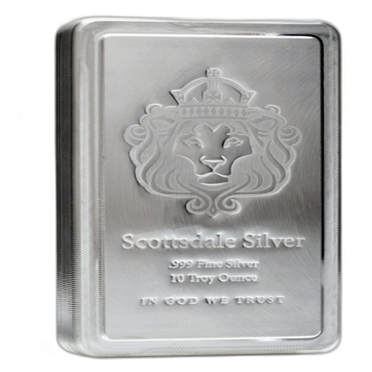 Scottsdale Silver 10 troy ounce silver bar front
