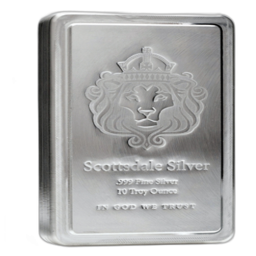 Scottdale Silver 10 troy ounce zilverbaar voorkant