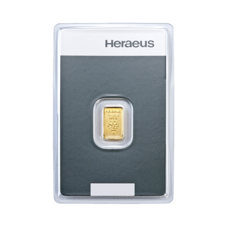 1 Gram goudbaar Heraeus voorkant