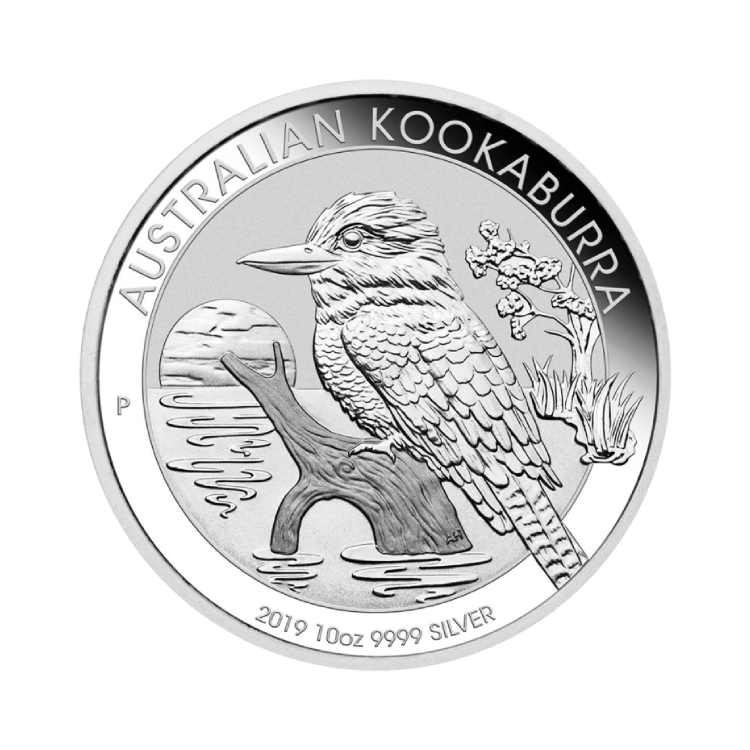 10 troy ounce zilveren Kookaburra munt circulated voorkant
