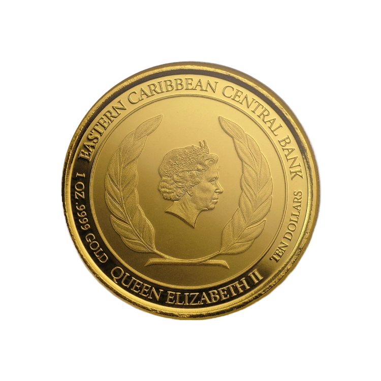 1 troy ounce gouden Antigua & Barbuda munt achterkant