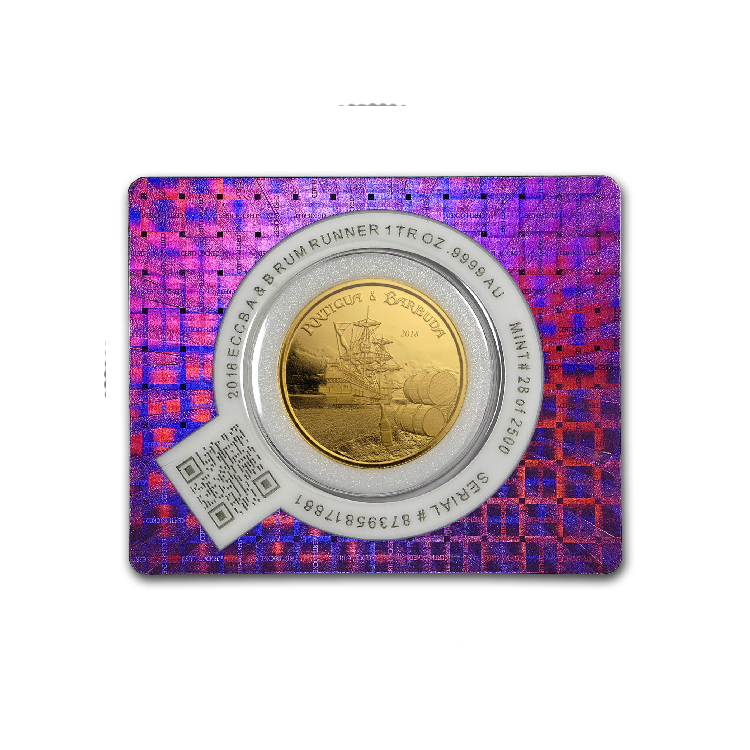 1 troy ounce gouden Antigua & Barbuda munt perspectief 1