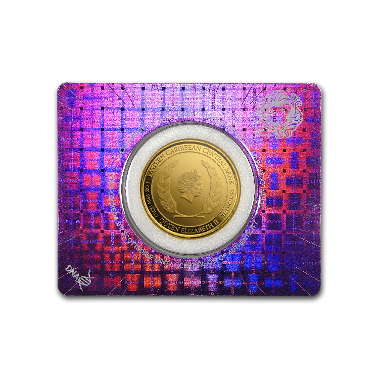 1 troy ounce gouden Antigua & Barbuda munt perspectief 2