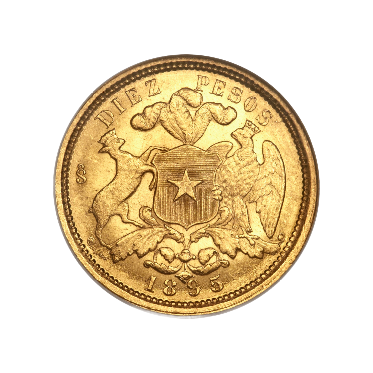Gold 10 Pesos Chile 1895 back