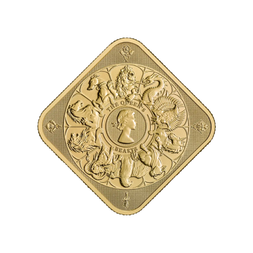1 troy ounce Queen's Beast Completer goudbaar voorkant