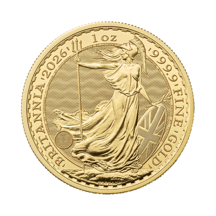Achterzijde 1 troy ounce gouden Britannia 2026