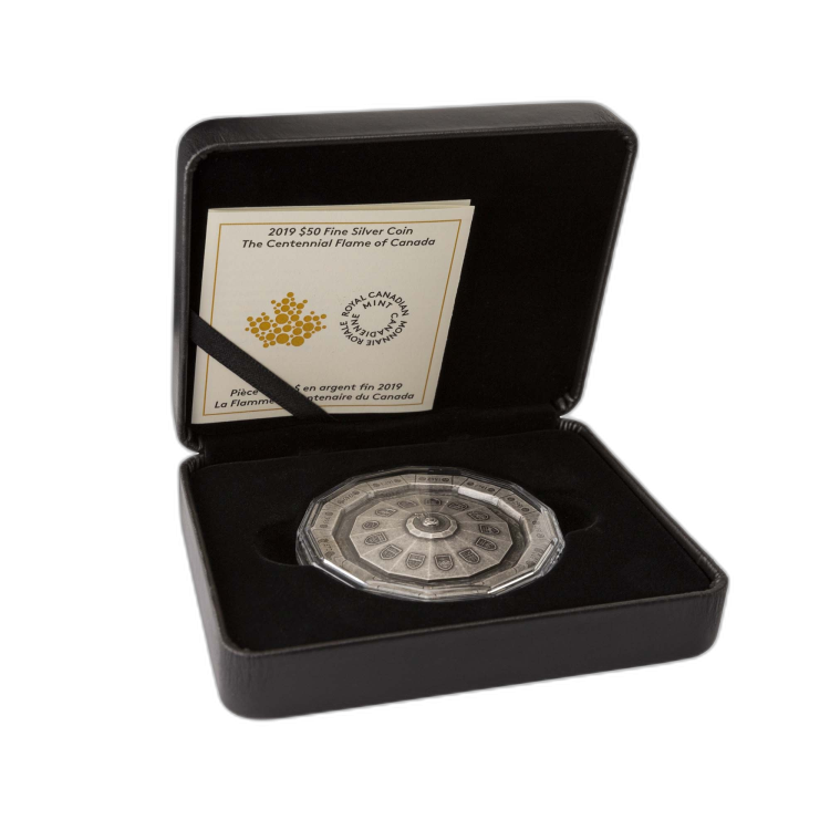 3 Troy ounce zilveren munt De Eeuwige Vlam van Canada 2019 voorkant