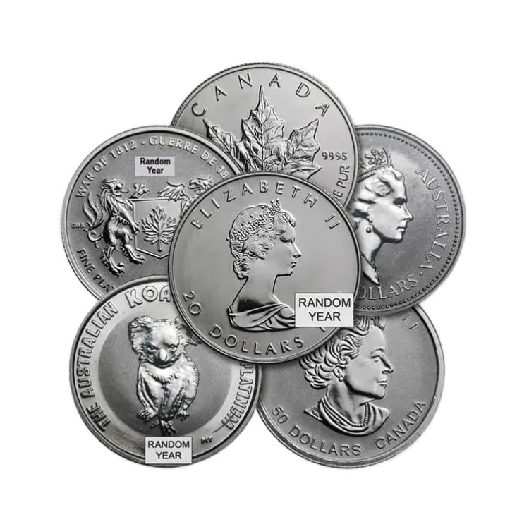 1/2 troy ounce platina munt diverse producenten voorkant