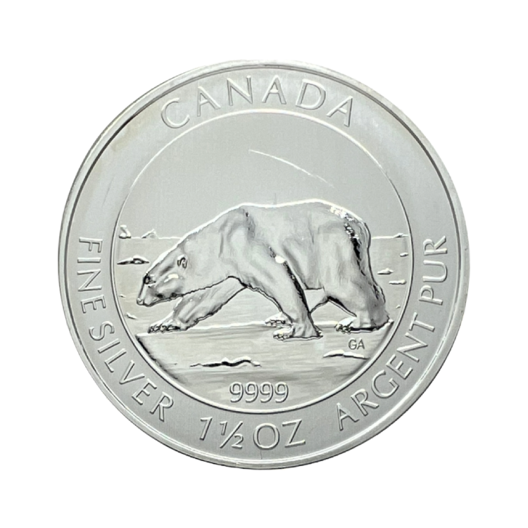 1,5 troy ounces silver Polar Bear coin 2013 front