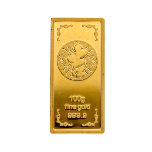 100 gram goldbar People's Bank of China front