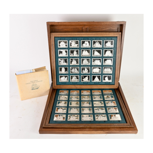 Franklin Mint set zilveren baren collectie van de mooiste zeilschepen voorkant
