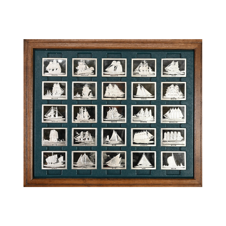 Franklin Mint set zilveren baren collectie van de mooiste zeilschepen achterkant