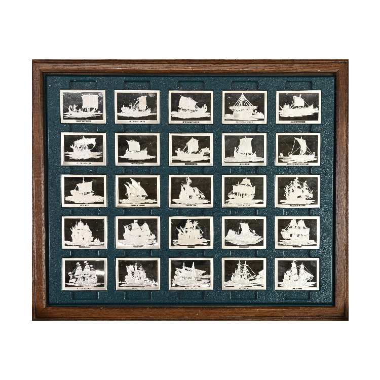 Franklin Mint set zilveren baren collectie van de mooiste zeilschepen perspectief 1