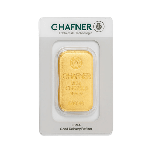 C. Hafner gold bar 100 gram with certificate