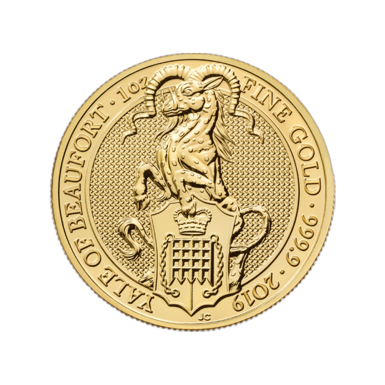 1 troy ounce gouden Queen's Beasts Yale of Beaufort 2019 voorkant