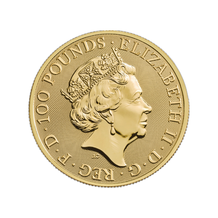1 troy ounce gouden Queen's Beasts Yale of Beaufort 2019 achterkant