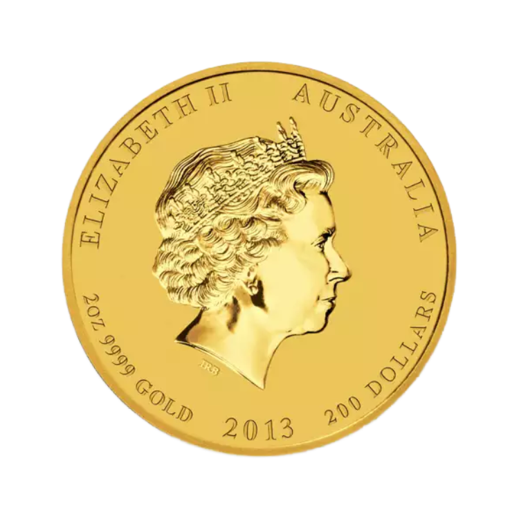 2 Troy ounce gouden munt Lunar 2013 achterkant