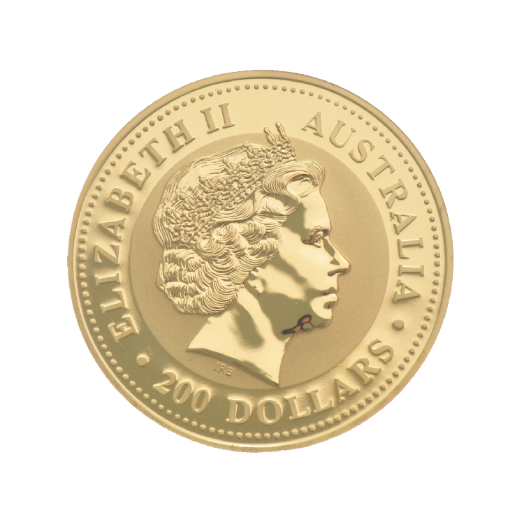 2 troy ounce gold Kangaroo coin rear