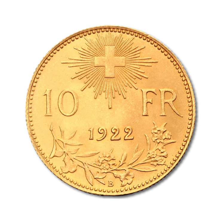 Gold Swiss 10 Francs 1922