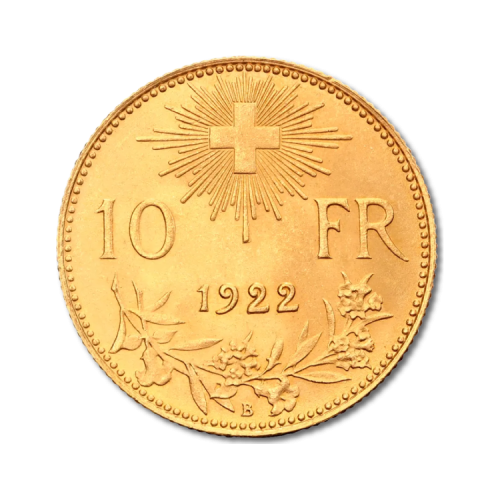 Gouden Zwitserse 10 Francs 1922