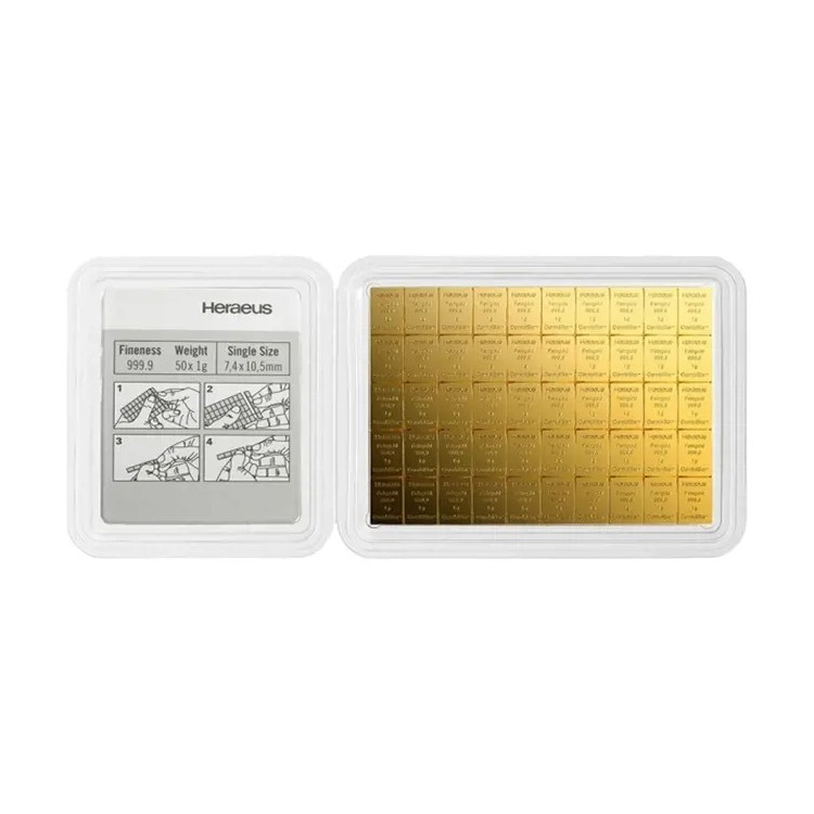 50x 1 gram gouden Heraeus Combibar