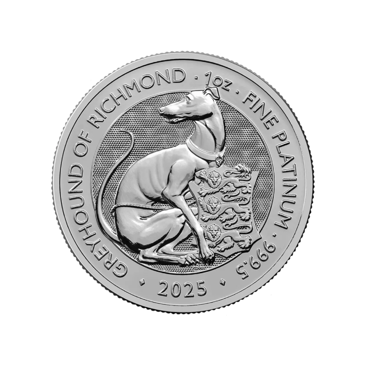 1/4 oz platina Tudor Beasts Greyhound of Richmond