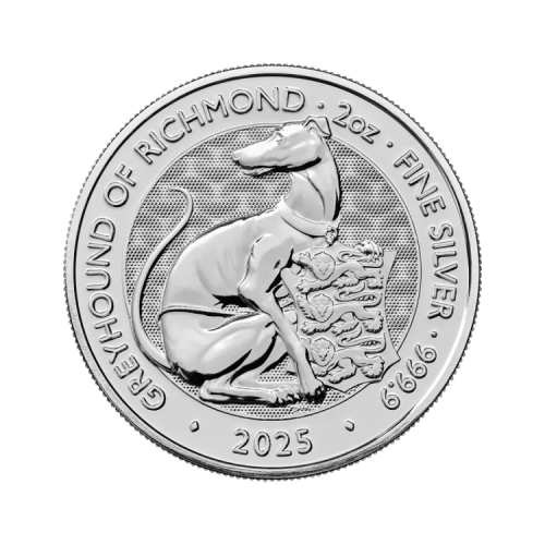 2 oz Tudor Beasts Greyhound of Richmond 2025 zilveren munt