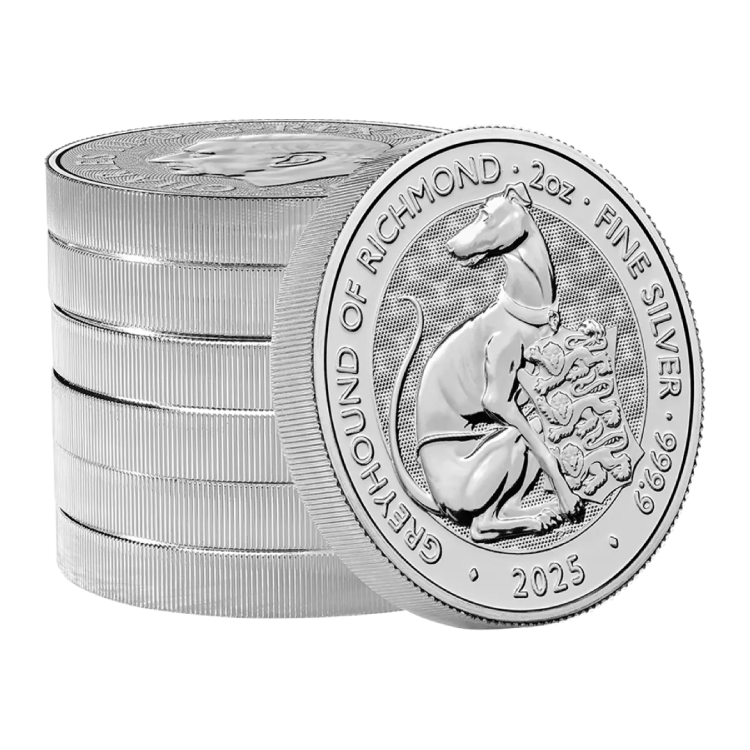 2 troy ounce zilveren munt Greyhound of Richmond