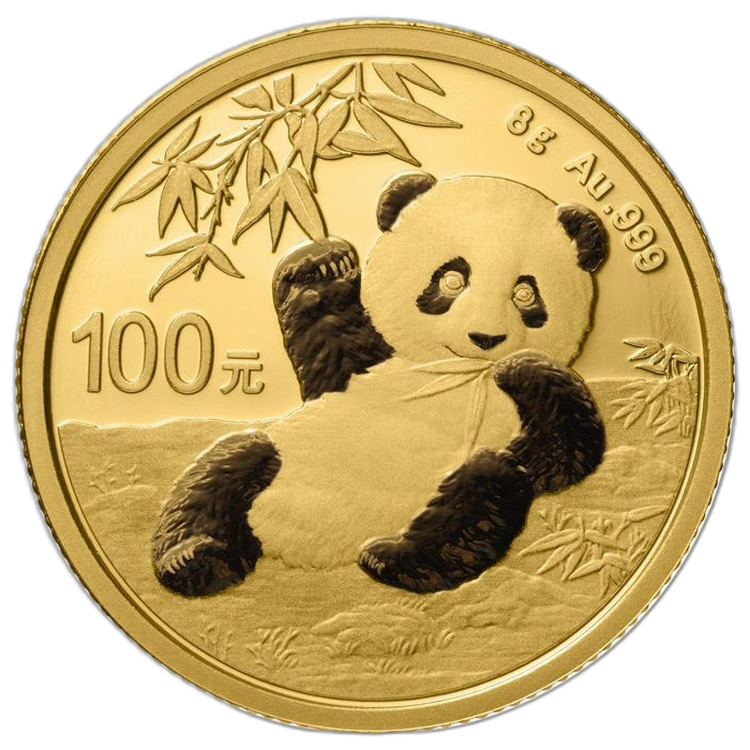 8 Gram gouden munt Panda 2020 voorkant