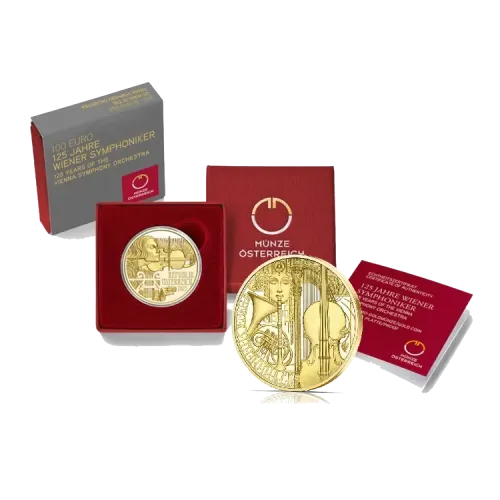 125th Anniversary Vienna Symphony Orchestra 1/2 oz Gold Proof front