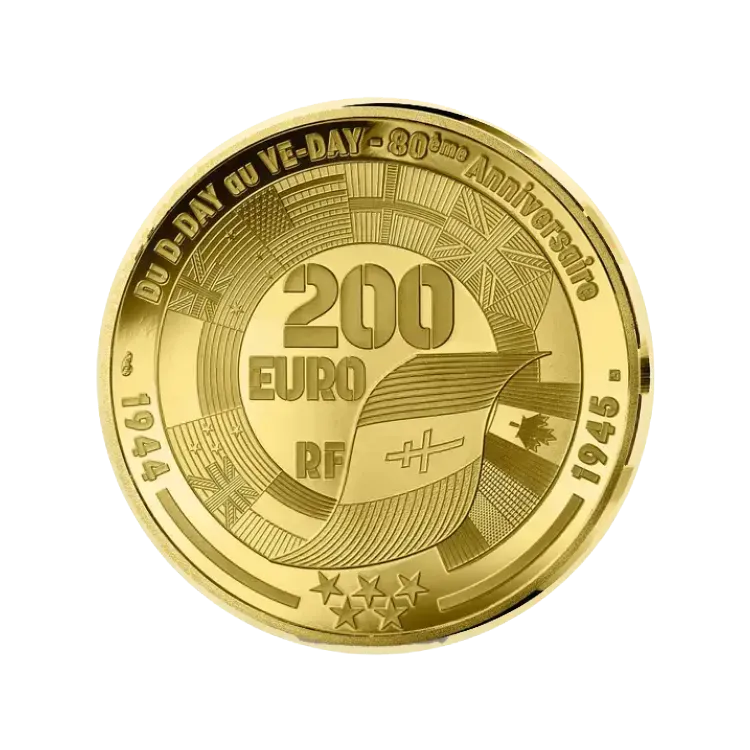 1 troy ounce gouden V-E DAY 80th anniversary munt | Proof achterkant