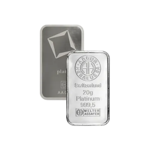 20 gram platina baar diverse producenten voorkant