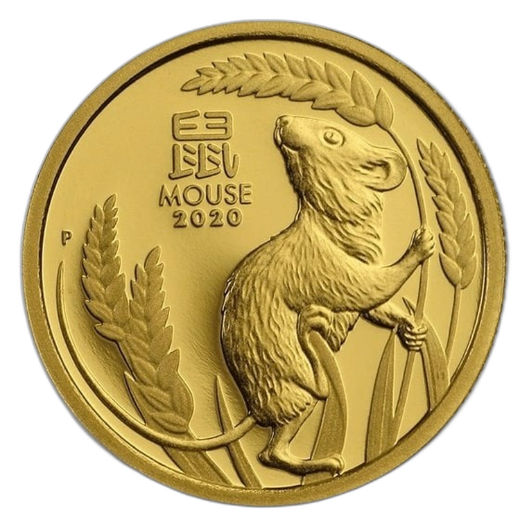 1/10 Troy ounce gouden munt Lunar 2020 Proof voorkant
