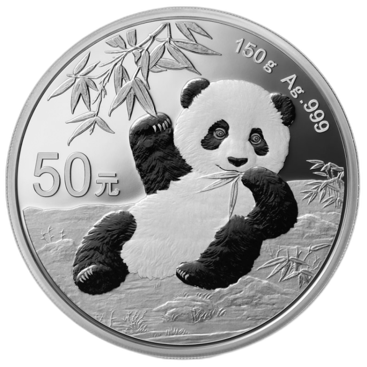150 Gram zilveren munt Panda 2020 voorkant