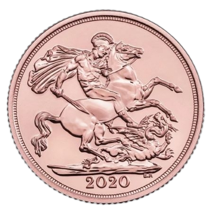 Gouden 1/2 Sovereign munt 2020 voorkant
